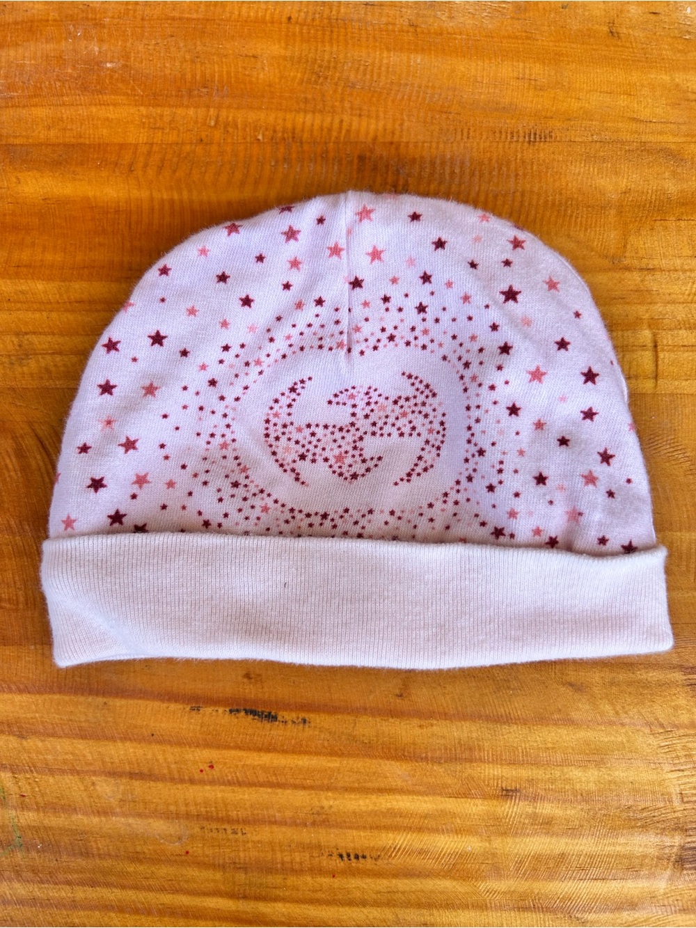 Gucci Pink Starry Infant Beanie with Crystal Logo
